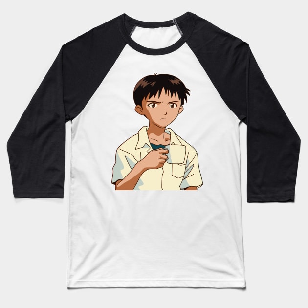 Shinji Coffee Baseball T-Shirt by RetroFreak